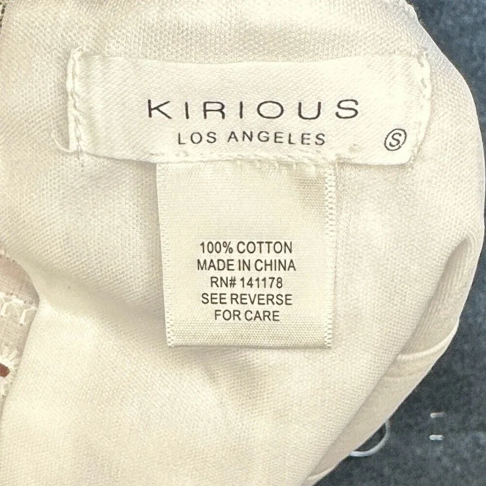 Kirious Los Angeles Crop Top Womens Size S White Pink Floral Ruffle Tie - Picture 5 of 5